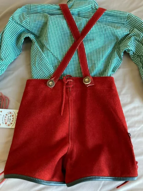 Traje Regional Aleman St. Peter Country Kids Cuero / Pantalon y chaqueta Rojo 3