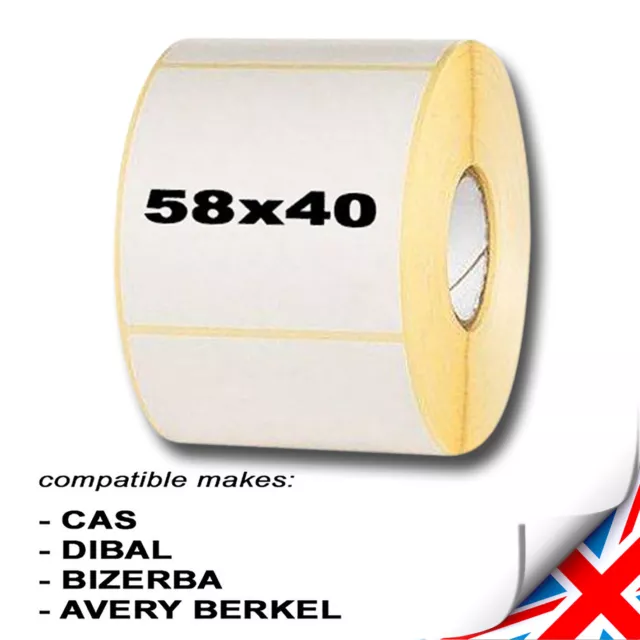 58x40mm SCALE LABELS- CAS ☆ Dibal ☆ Bizerba ☆ Avery Berkel - 8, 16, 24 Rolls