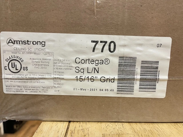 16 Pack - Armstrong - 770 Cortega Acoustical Ceiling Tiles - 24"x24" - 64 sq ft 16 Pack - Armstrong - 770 Cortega Acoustical Ceiling Tiles - 24"x24" - 64 sq ft