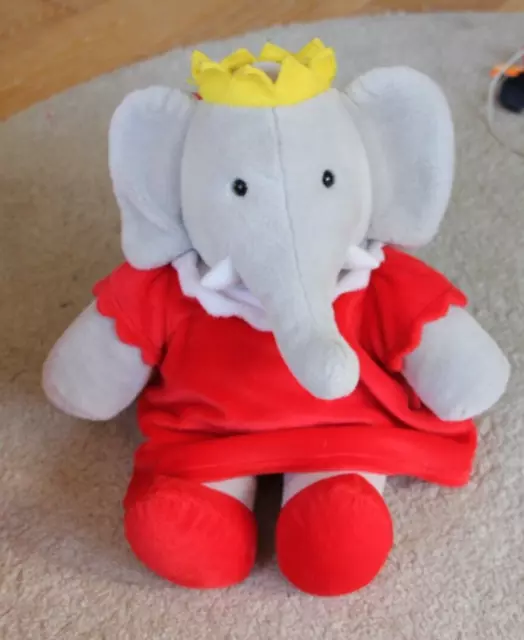 peluche doudou BABAR CELESTE ROBE ROUGE 32/42 CM LANSAY 2001 EXC ETAT