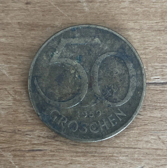 1959 Austria Osterreich 50 Groschen Coin