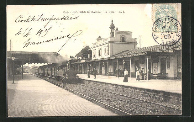 CPA Enghien-les-Bains, La Gare, chemin de fer am La Gare 1905