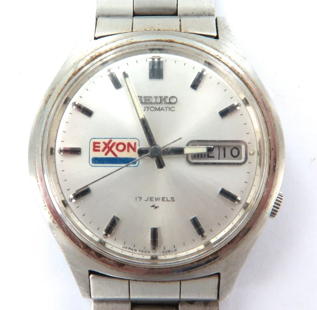 RARE EXXON DIAL / Vintage Seiko 17J Auto 7009-8028 Day Date Mens Watch ...