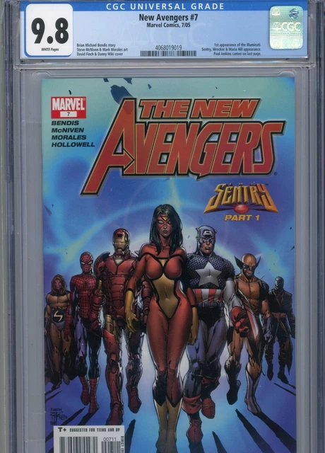 New Avengers #7 Mt 9.8 Cgc White Pages Bendis Story 1St App. Of The Illuminati