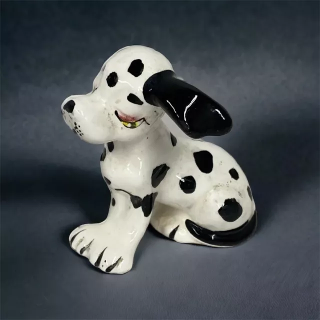 1950s Dalmatian Puppy Dog Figurine Black White Japan Decor Ornament Vintage