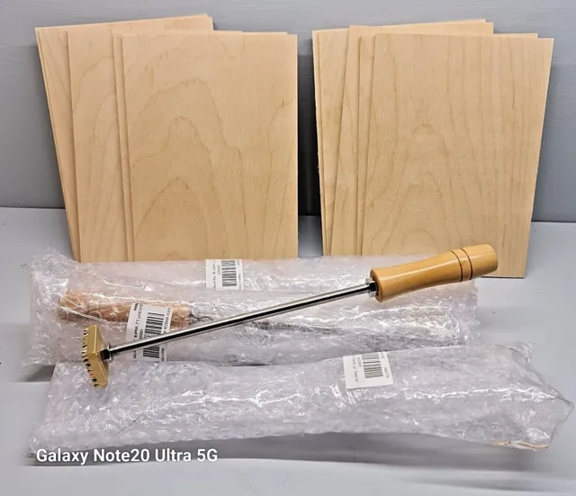 Hojas y herramientas para tableros de madera contrachapada quemada de pirografía