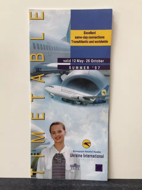 Vintage 1997 UKRAINE INTERNATIONAL AIRLINES System Timetable Aviation Schedule.