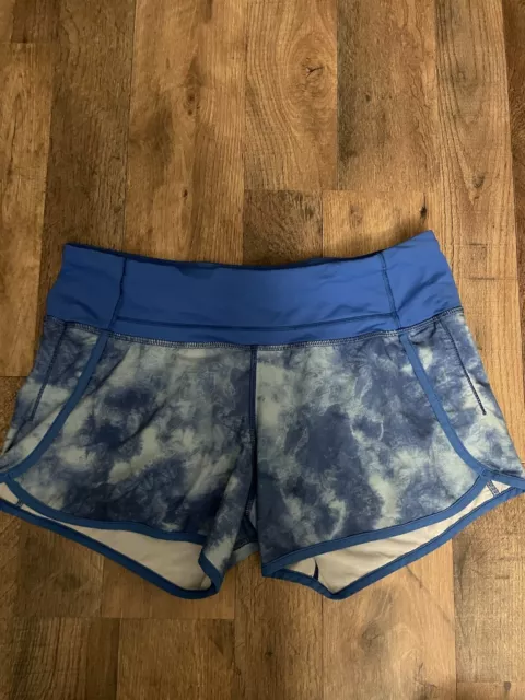 Lululemon Run Speed Shorts Hi Rise Tidal Trip Pipe Dream Blue Tie Dye Size 6