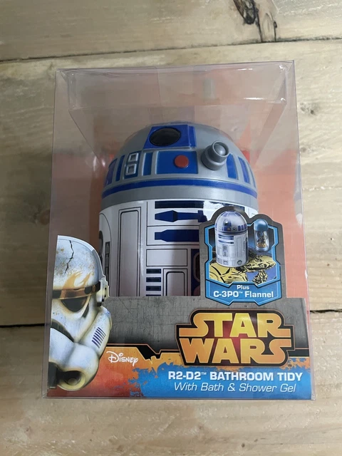 star wars r2-d2 bathroom tidy with c-3po flannel & bath /shower gel