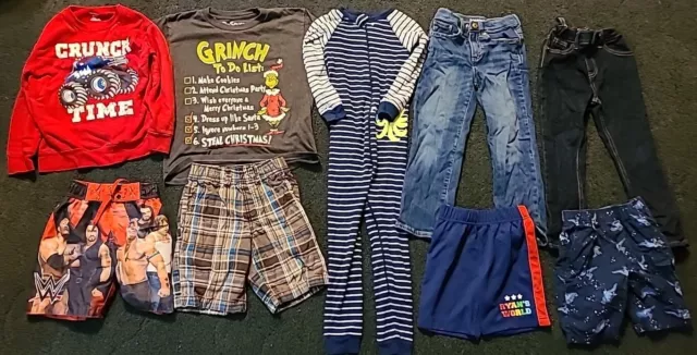 Lot of 9 Boys Clothes Size 5T Pants, Shorts, Shirts, Pajamas Clothes