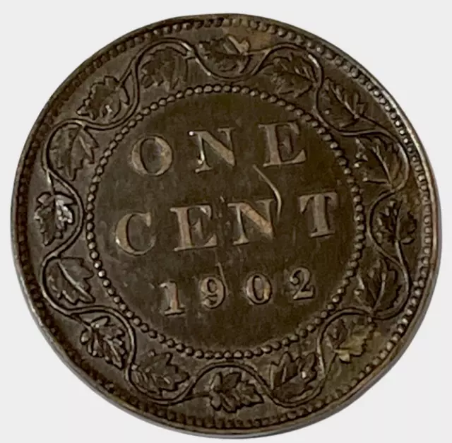 1902 Canadian Large One Cent 1¢ Coin Canada Queen Victoria KM# 7 Lot A5-443