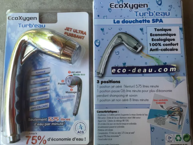 NOUVEAU Douchette TURB'EAU 2= 75% d'économie - réglable + position STOP(en VRAC)