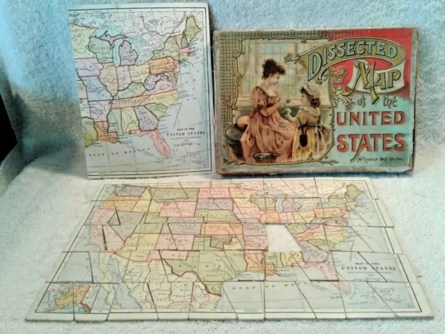 McLoughlin Bros Dissected Map of the United States Circa 1890 U.S.A.
