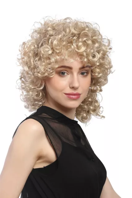 Perücke Damen Karneval Fasching Mittellang Stark Gelockt Locken Lockig Blond 80s