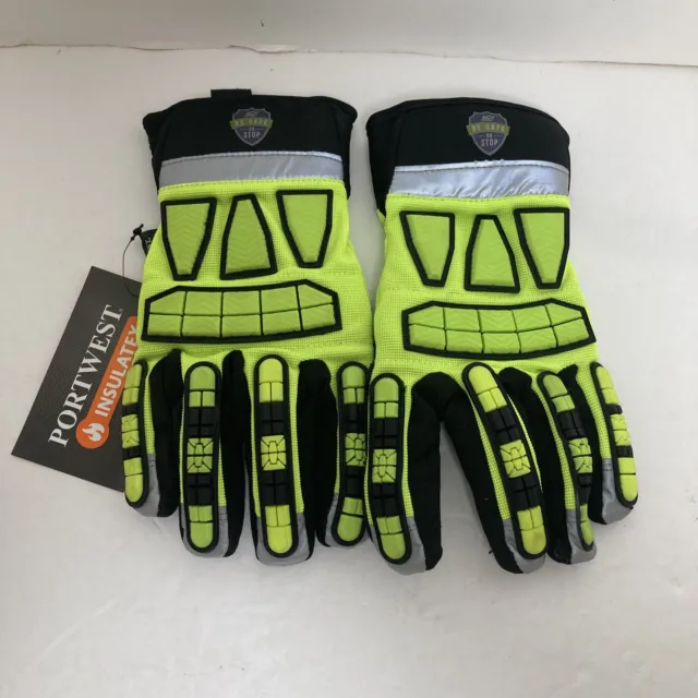 Portwest A725 Series Safety Impact Lined Yellow/Black Glove New XL