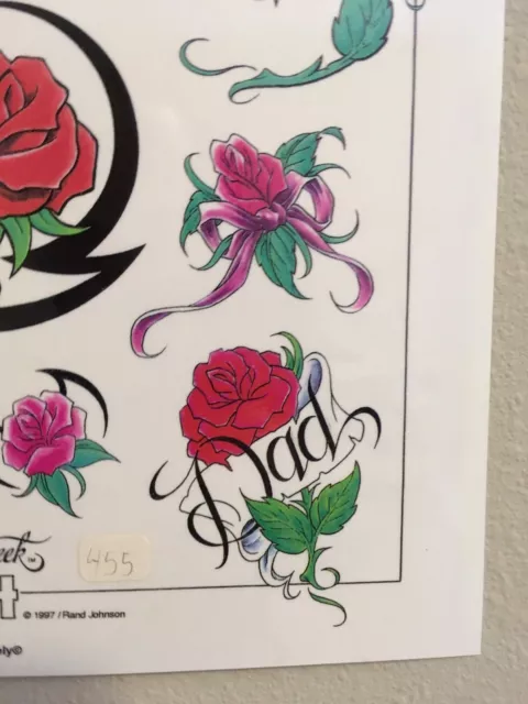 Tattoo Studio Shop Flash Single Red Roses Flowers Mom Floral 11” X 14" Print 3