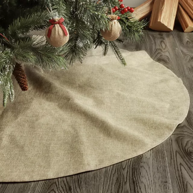 Burlap Christmas Tree Skirt  48 inches Large Double-Layer Plain
