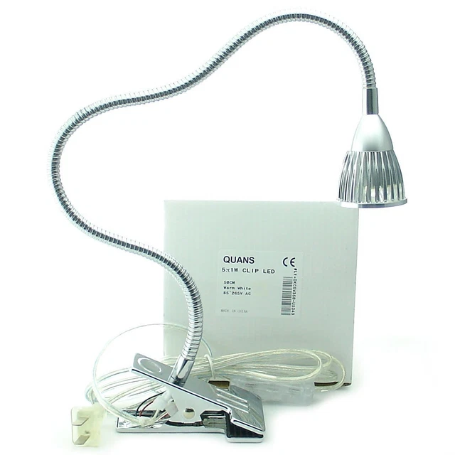 Clamp Clip on Gooseneck High Power LED Desk Table Light Lamp Ultra Bright Silver