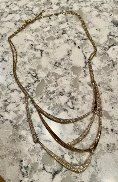 Gold Crystal ALEXIS BITTAR Layered Bib Necklace Adjustable $295