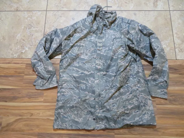 Military USAF Digital Camo Green Gortex Improved Rainsuit Parka With Liner Sz S