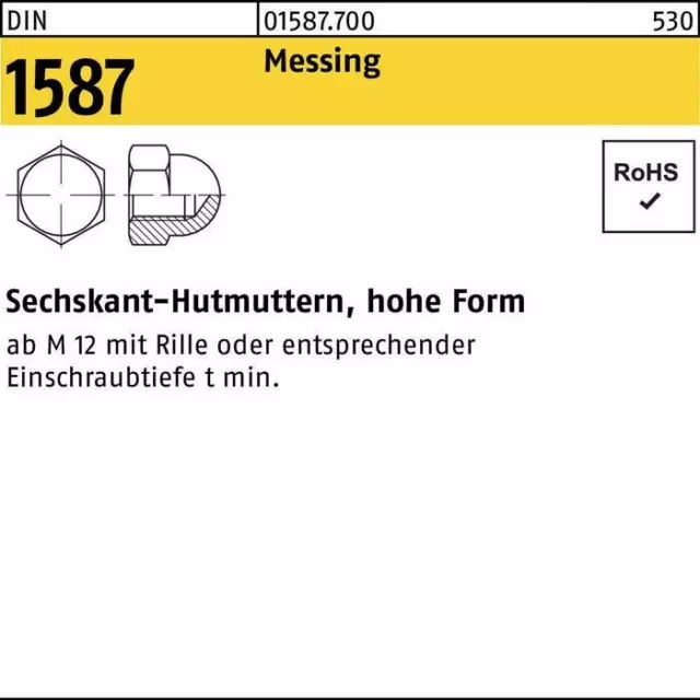 Sechskanthutmutter DIN 1587 M 8 Messing