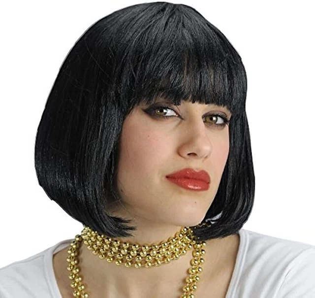BLACK PIN UP wig with fringe HELMET MADE ITALY new CARNIVAL PARTY