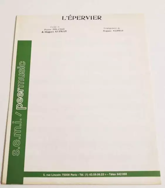 Partition sheet music HUGUES AUFRAY : L'épervier * 60's