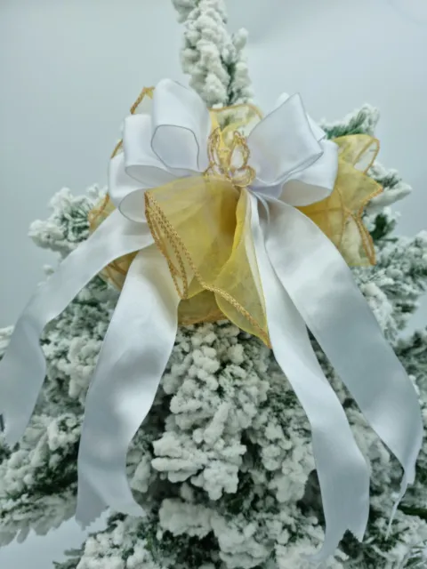 Gold White Luxury Christmas Bow Large Decoration Christmas Tree Decoration