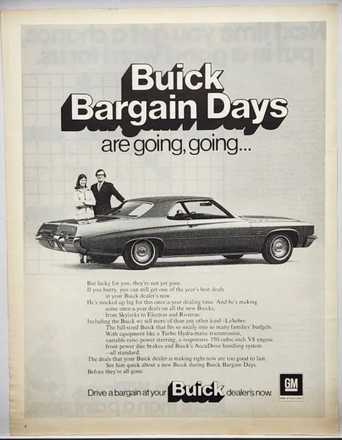 1972 Buick LeSabre GM Bargain Days Are Going Going...Vintage Print Ad