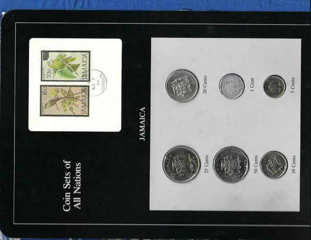 Coin Sets of All Nations Jamaica all 1975 UNC but 20 cents 1973FM(M) 13,000