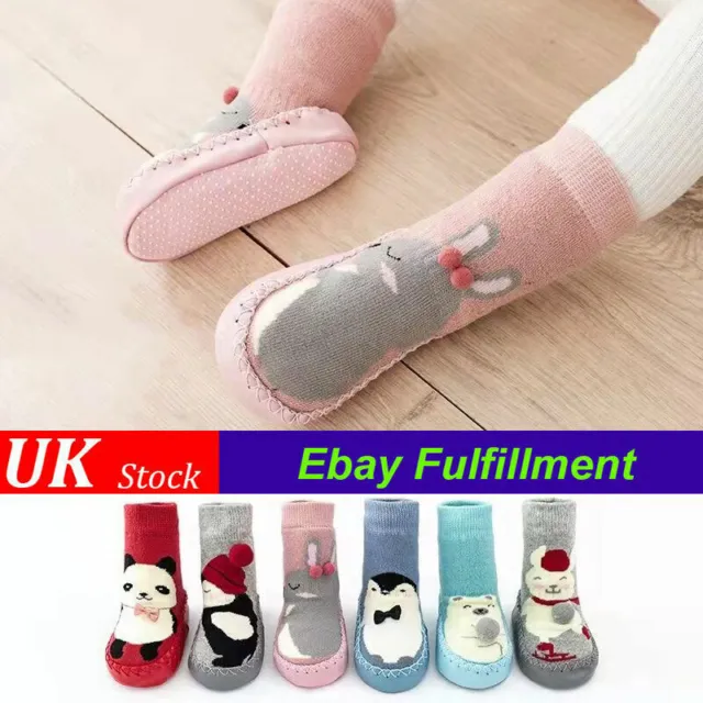 Kids Baby Girls Toddler Anti-slip Slippers Socks Soft Cotton Unisex Winter Shoes