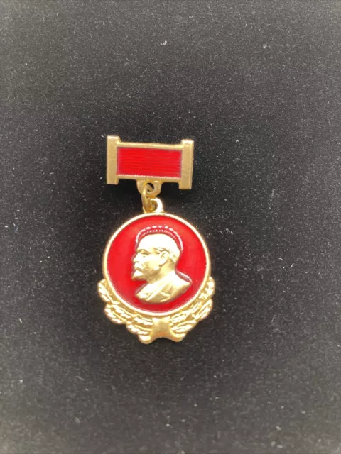 15K Lenin Soviet Communist Revolution Enamel Gilt Medal