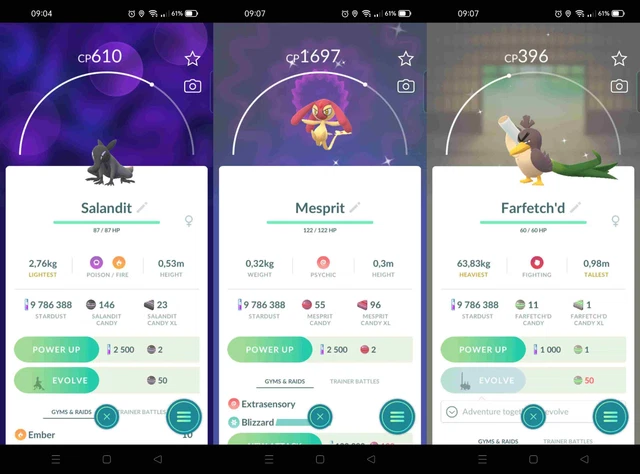 Salandit Female Shiny Mesprit Farfetch'd Galar Pichu Houndour Larvitar Ditto PG