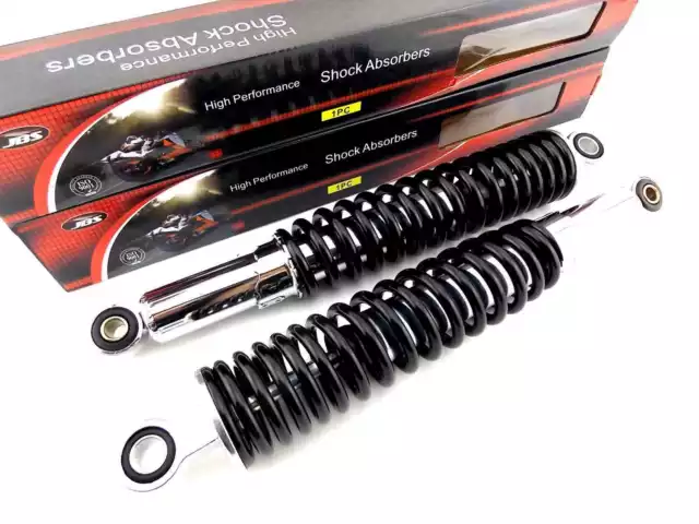 350mm JBS BLACK/CHROME REAR MOTORCYCLE SHOCK ABSORBERS EYE TO EYE NC