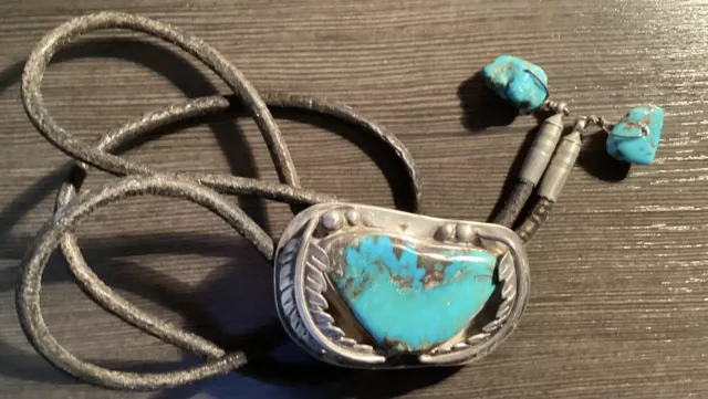 Bisbee Turquoise Sterling Silver Vintage Bolo Tie