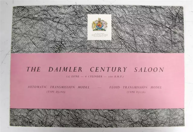 DAIMLER CENTURY SALOON Car Sales Brochure c1956 #R27/010/305