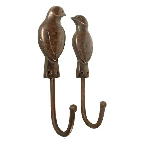 7.2inch Pair of Vintage Songbird Hook Antique Solid Brass Coat Hanger Wall Mount