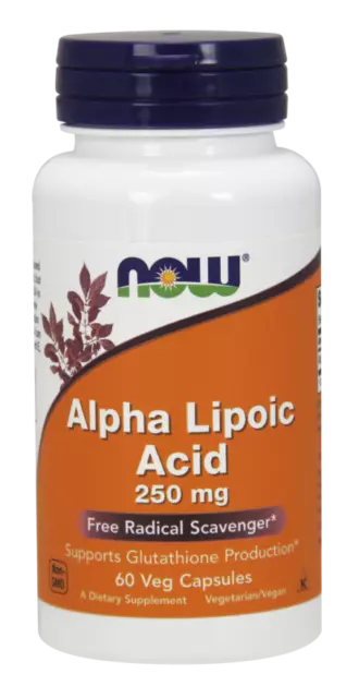 NOW FOODS, ALPHA LIPOIC ACID, Alpha-Liponsäure 250mg 60 Veg. Kapseln SUPER PREIS