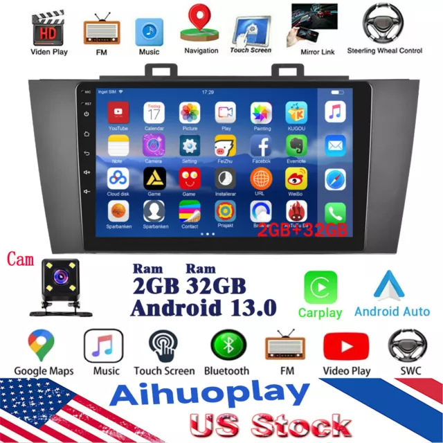 For 2015-2019 Subaru Legacy Outback Android 13 32GB Carplay GPS Car Radio Stereo