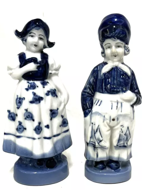 Delft Boy & Girl Porcelain Figurines