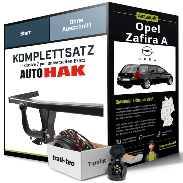 Für OPEL Zafira A Typ F75, T98 Anhängerkupplung starr +eSatz 7pol uni. 99-05 AHK