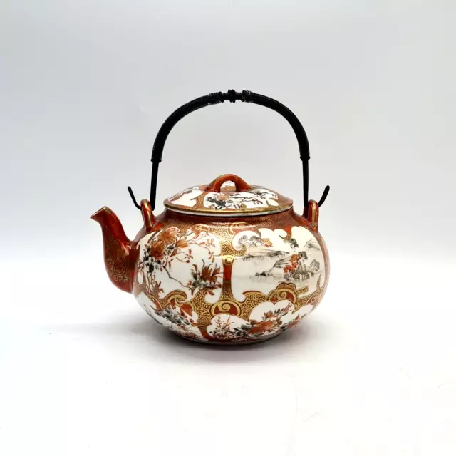 Antique Japanese Kutani Porcelain Teapot Meiji Period