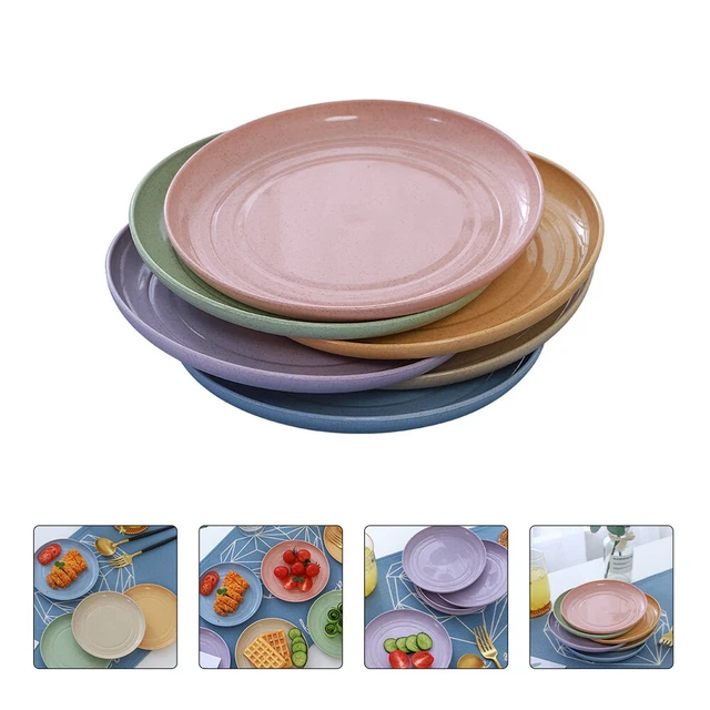 6 Pcs Dinner Platter Dish Cake Platter Kids Cutlery Wheat Straw