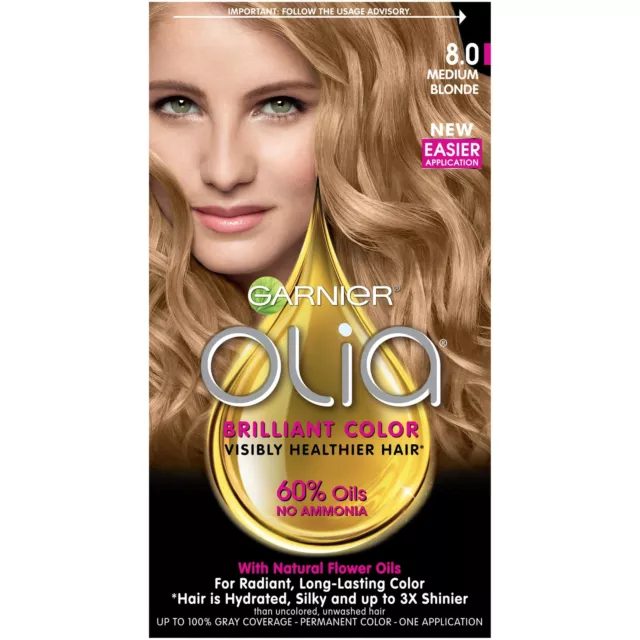 Garnier Olia Ammonia Free Permanent Hair Color, 100% Gray Coverage (Packaging