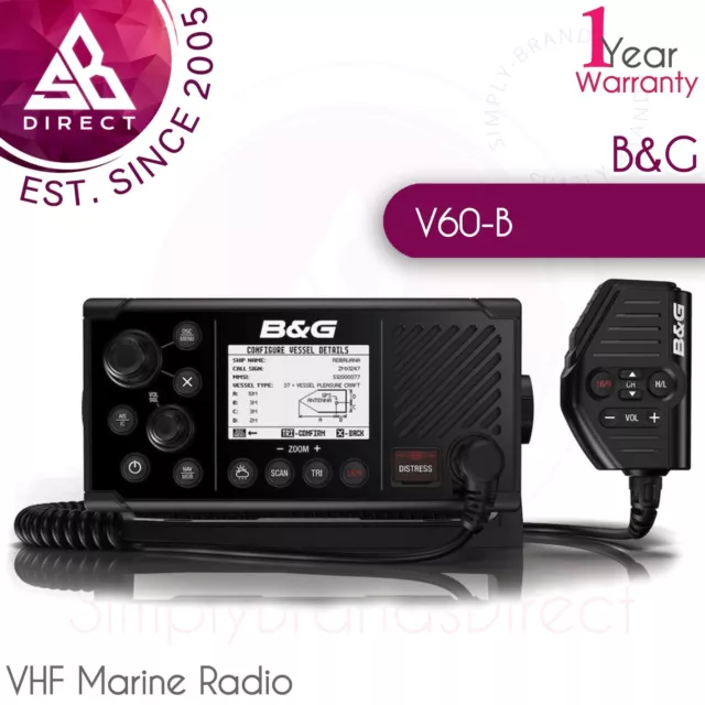 B&G V60-B VHF Marine Radio with Built-In DSC & AIS-RX-TX│Class D│IPx7│NMEA 2000