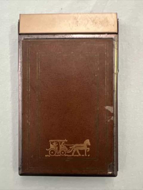 Vintage Park Sherman Metal Desk Pad Notepad Holder Brass 5.5” x 3.5” Stagecoach