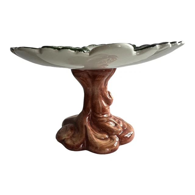 Tiffany & Co. Italian Majolica Style Leaf Footed Pedestal Compote Plate Dish 2