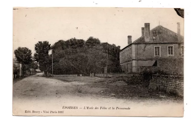 Epoisses, Cote-d'Or, France, L'Ecole des Filles et la Promenade, Old Postcard