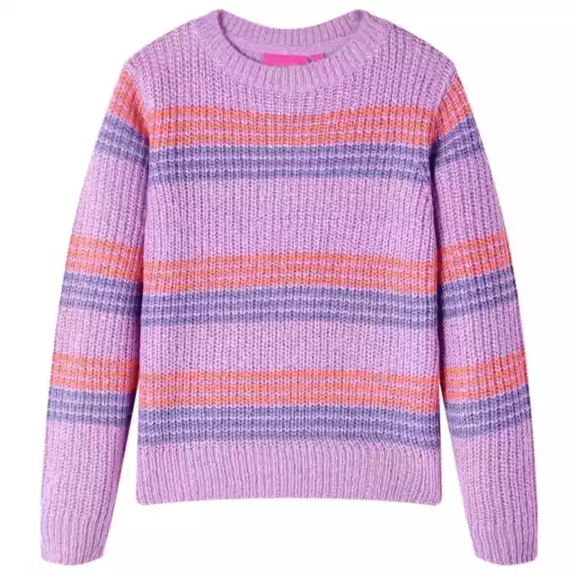 Pull-over rayé tricoté pour enfants lilas et rose 140 P1K5