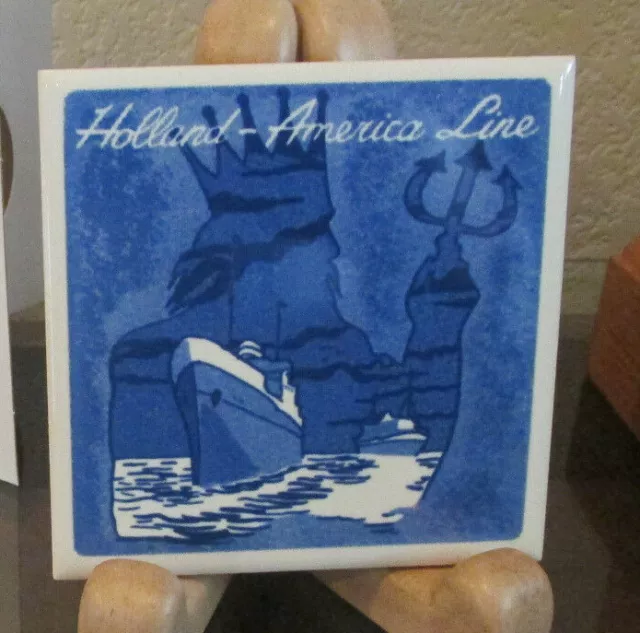 Delft Ceramic Tile Holland America Cruise Line Cork Coaster With Coa & Box